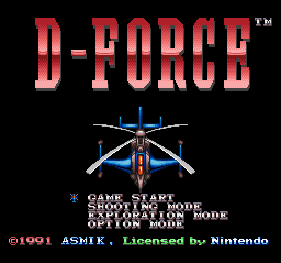 D-Force (USA) Title Screen